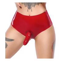 LATEX - Panty With Lifelike Dildo (Red)