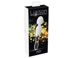 Liaison Wand - akumulátorový silikónovo-sklenený LED vibrátor (priehľadný-biely)