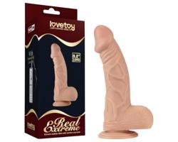 Lovetoy Real Extreme - prísavkový, semenníkový dildo - 23 cm (prírodný)