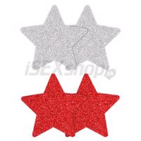 Nálepky na bradavky hviezdy červená a strieborná 4 ks