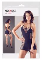 NO:XQSE - bočné sieťované šaty s výstrihom a tangami - čierne (S-L)