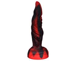 OgazR Hell Dong - prísavný vrúbkovaný dildo - 20 cm (čierno-červený)