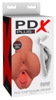 PDX Pick Your Pleasure Stroker - 2in1 - realistický masturbátor (tmavo - prírodný)