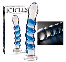 Pipedream Icicles No. 5 - sklenené špirálovité dildo (priesvitné-modré)