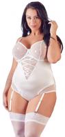 Plus size perleťovobiele body Suspenders, 85D/L