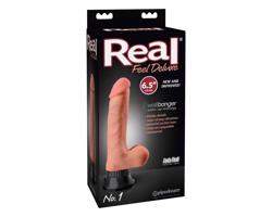 Real Feel Deluxe No.1 - realistický vibrátor s semenníkmi (prírodný)