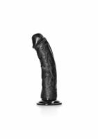 RealRock Curved - zakrivené realistické dildo s lepivými nožičkami - 15,5 cm (čierne)