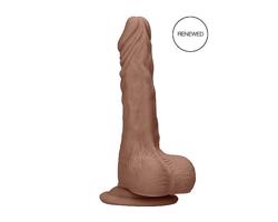 RealRock Dong 8 - realistický dildó s semenníkmi (20cm) - tmavý prírodný