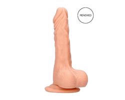 RealRock Dong 8 - živý dotyk, dildo s vajíčkami (20cm) - naturálny