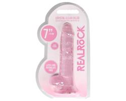 REALROCK - priehľadné realistické dildo - ružové (17 cm)