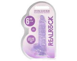 REALROCK - priesvitný realistický dildo - fialový (15cm)