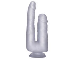 Realrock - realistické dvojité dildo - 22 cm (priehľadné)