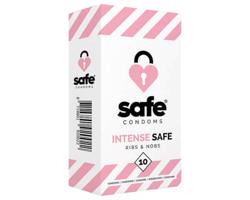 SAFE Intense - rebrovaný-bodkovaný kondóm (10 ks)