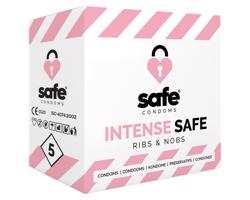 SAFE Intense Safe - rebierkované a bodkované kondómy (5 ks)