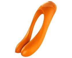 Satisfyer Candy Cane - nabíjací, vodotesný dvojitý vibrátor (oranžový)