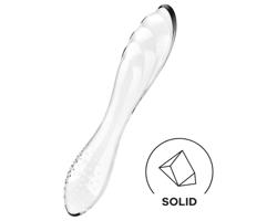 Satisfyer Dazzling Crystal 1 - dvojitý sklený dildó (priehľadný)