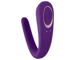 Satisfyer Double Classic - vodotesný, nabíjateľný párový vibrátor (fialový)