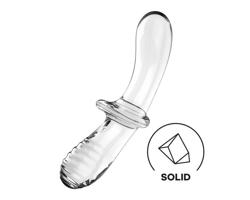 Satisfyer Double Crystal - Dvojitý sklenený dildo (priehľadný)