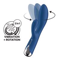 Satisfyer Spinning Rabbit 1 - rotačný vibrátor s rotujúcou pákou (modrý)