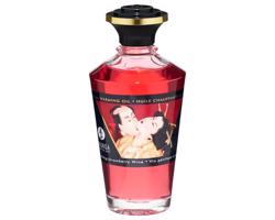 Shunga - hrejivý masážny olej - šampanské a jahoda (100ml)