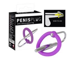 Silikónový penis plug s kužeľom na žaluď (fialovo-strieborný)