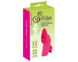 SMILE Licking - prstový vibrátor s jazykom a vlnami (ružový)