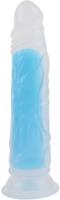 Svietiace dildo s prísavkou Blue Radiance (20 cm)