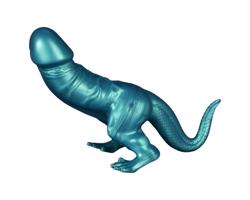 Toppedmonster - dinosaurusie silikónové dildo - 26 cm (tyrkysová)