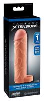 X-TENSION Perfect 1 - návlek na penis s krúžkom na semenníky (17,7cm) - prírodný