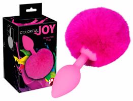 You2Toys Colorful Joy Bunny Tail Plug - análne dildo zo zajačim chvostom (pink)