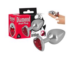 You2Toys - Diamond - 85g hliníkový análny kolík (strieborný-červený)