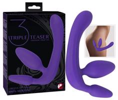 You2Toys Triple teaser - trojité pripínacie dildo bez upevňovacieho pásu (fialové)