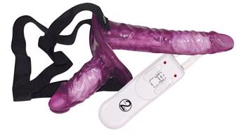 You2Toys Vibrating Strap On Duo - pripínacie duo dildo s vibráciou